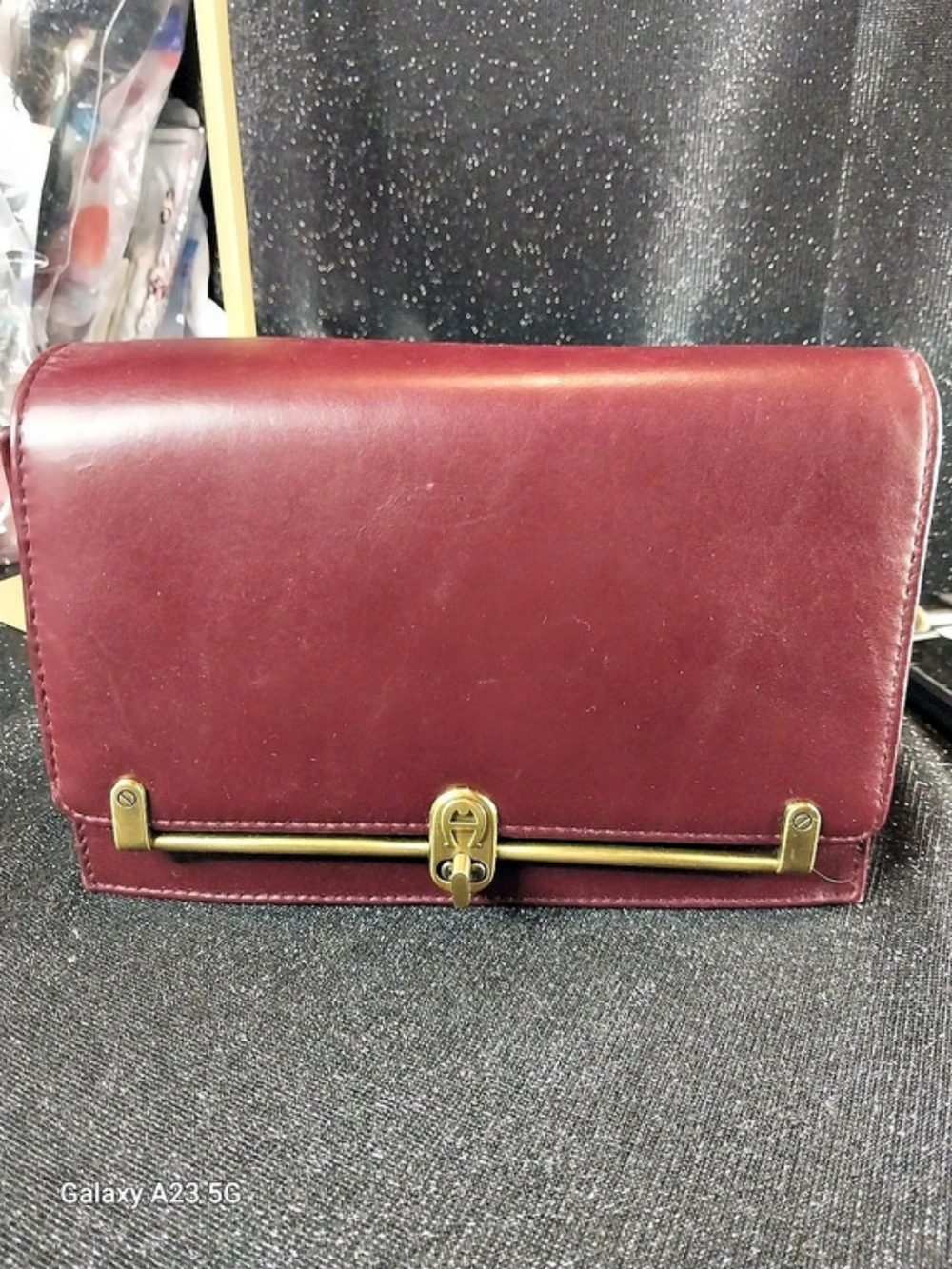 Etienne Aigner Structured Clutch Bag in Oxblood/Burgundy
